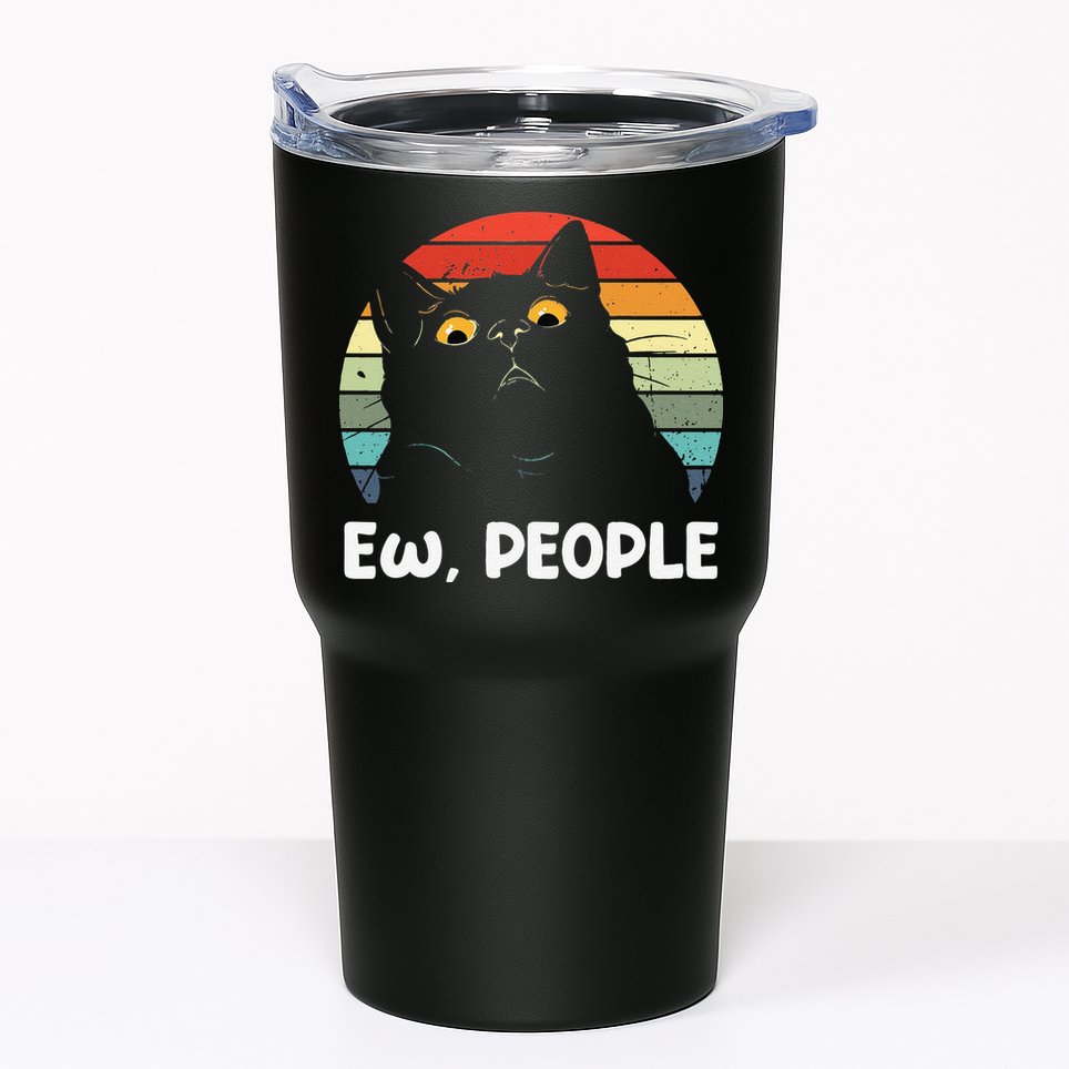 Ew People Funny Black Cat Lover For Women Fun Cat Saying Tumbler
