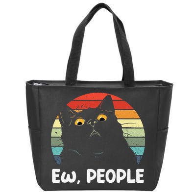 Ew People Funny Black Cat Lover For Women Fun Cat Saying Zip Tote Bag