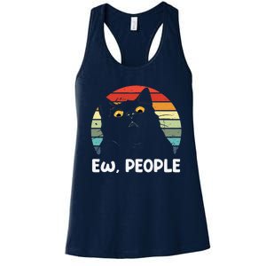 Ew People Funny Black Cat Lover For Women Fun Cat Saying Women's Racerback Tank