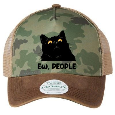 Ew People Funny Black Cat Lover Fun Cat Saying Legacy Tie Dye Trucker Hat