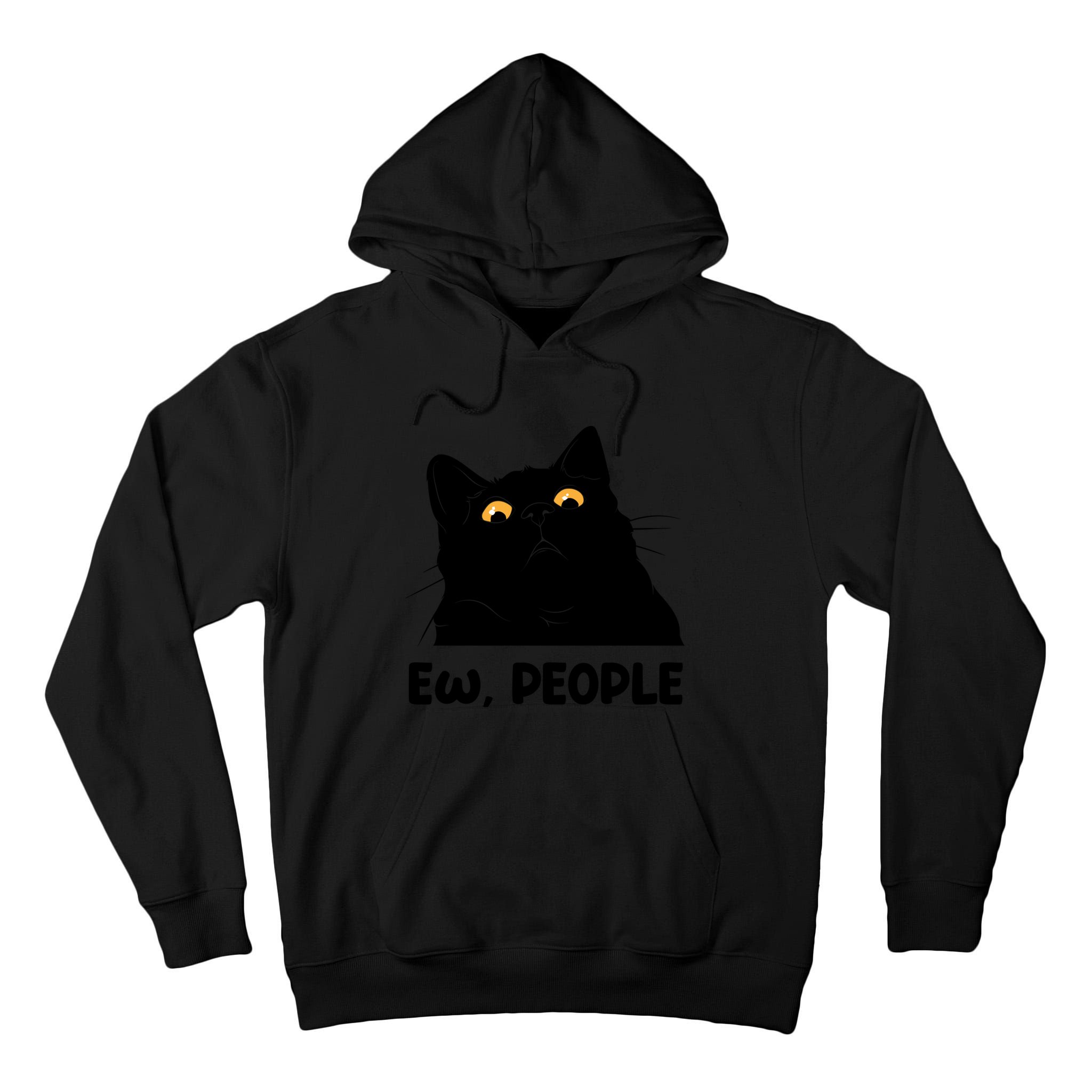 Ew People Funny Black Cat Lover Fun Cat Saying Tall Hoodie