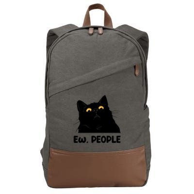 Ew People Funny Black Cat Lover Fun Cat Saying Cotton Canvas Backpack