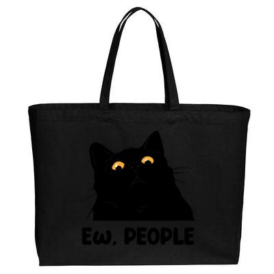 Ew People Funny Black Cat Lover Fun Cat Saying Cotton Canvas Jumbo Tote