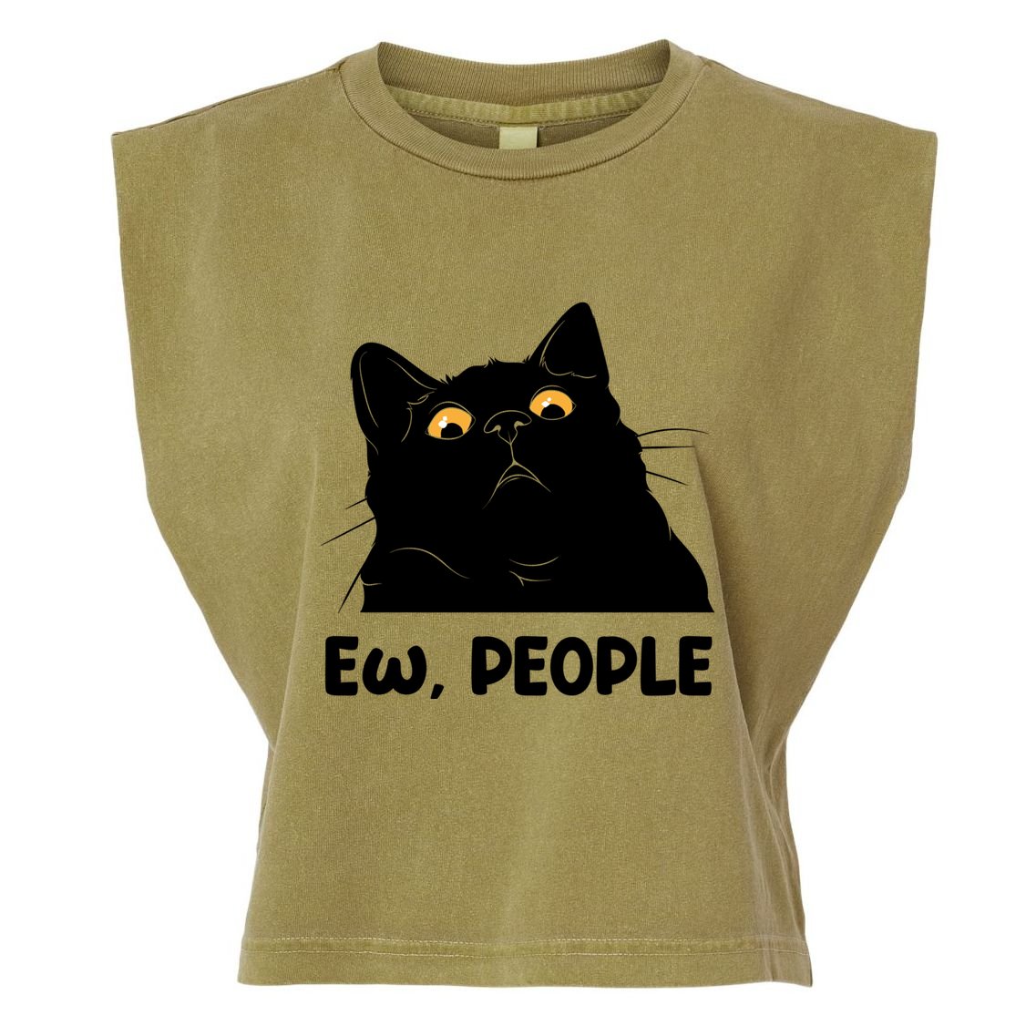 Ew People Funny Black Cat Lover Fun Cat Saying Garment-Dyed Women's Muscle Tee