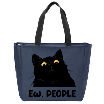 Ew People Funny Black Cat Lover Fun Cat Saying Zip Tote Bag