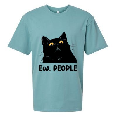 Ew People Funny Black Cat Lover Fun Cat Saying Sueded Cloud Jersey T-Shirt