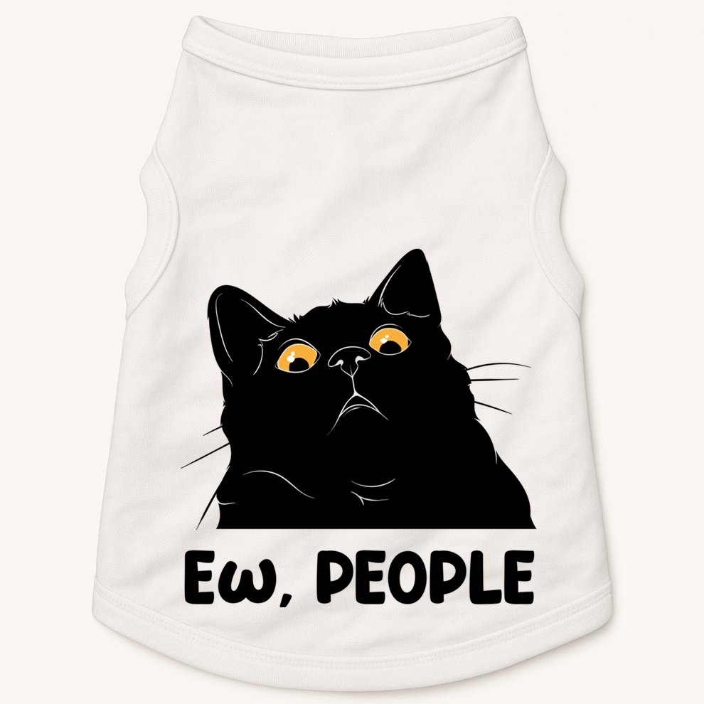 Ew People Funny Black Cat Lover Fun Cat Saying Doggie Tank