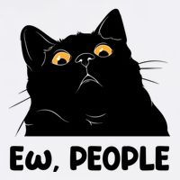 Ew People Funny Black Cat Lover Fun Cat Saying USA-Made Doggie Bandana