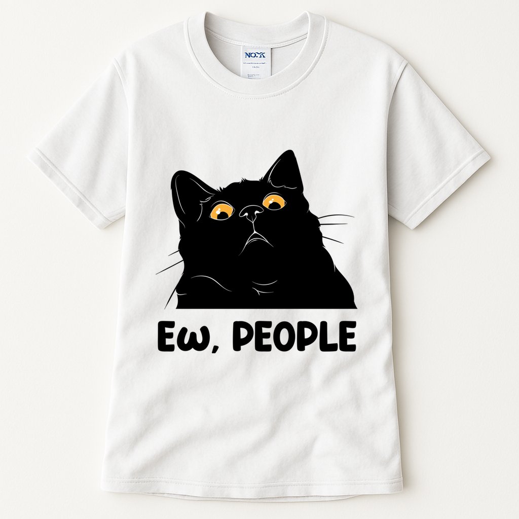 Ew People Funny Black Cat Lover Fun Cat Saying Tall T-Shirt