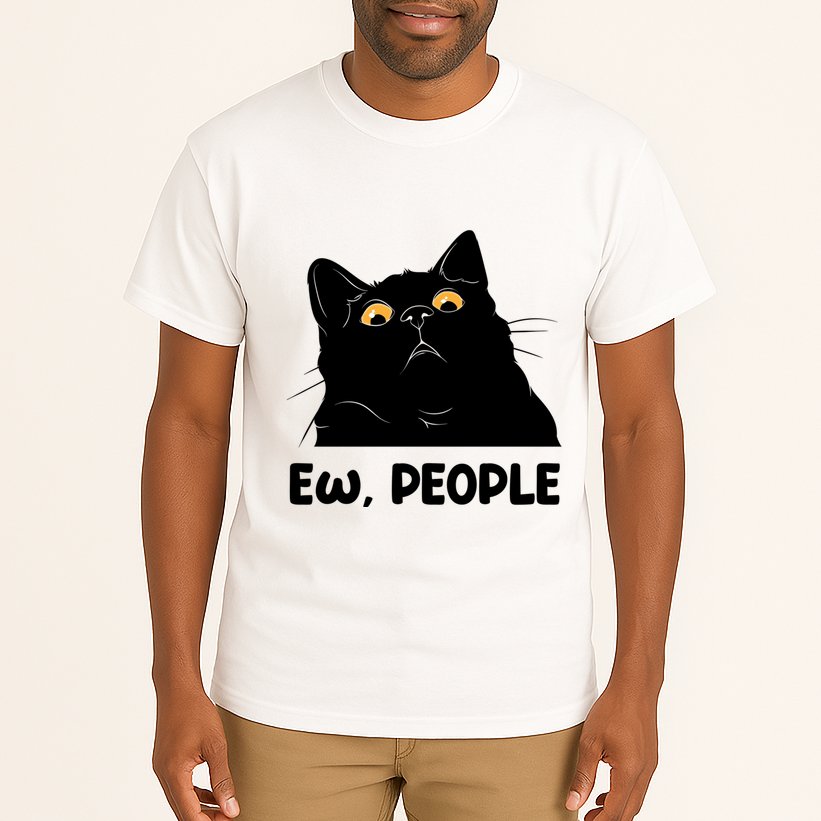 Ew People Funny Black Cat Lover Fun Cat Saying Tall T-Shirt