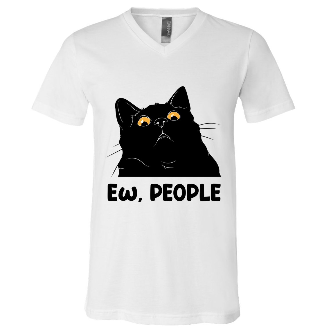 Ew People Funny Black Cat Lover Fun Cat Saying V-Neck T-Shirt