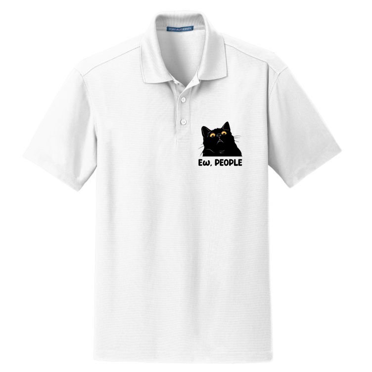 Ew People Funny Black Cat Lover Fun Cat Saying Dry Zone Grid Polo