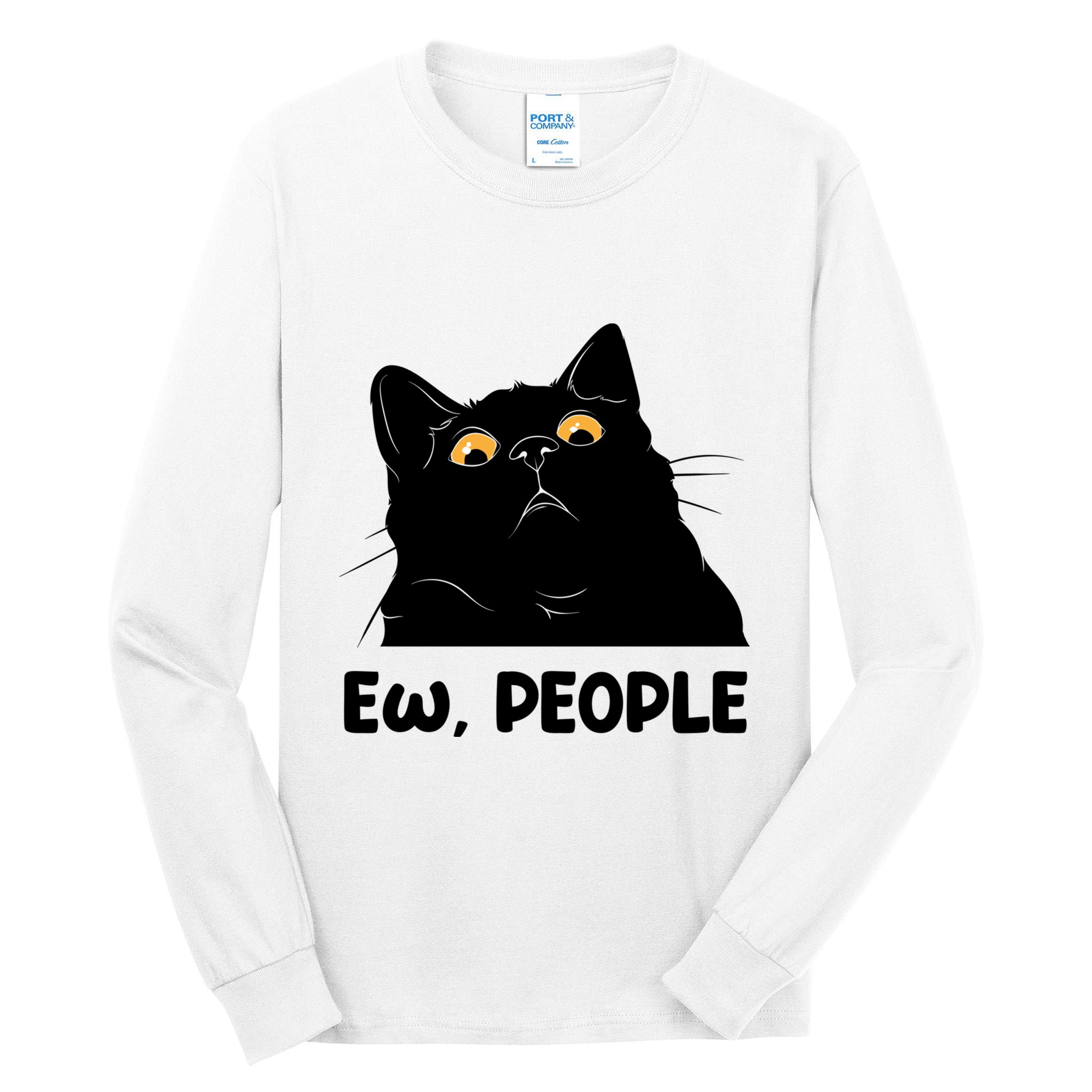 Ew People Funny Black Cat Lover Fun Cat Saying Tall Long Sleeve T-Shirt