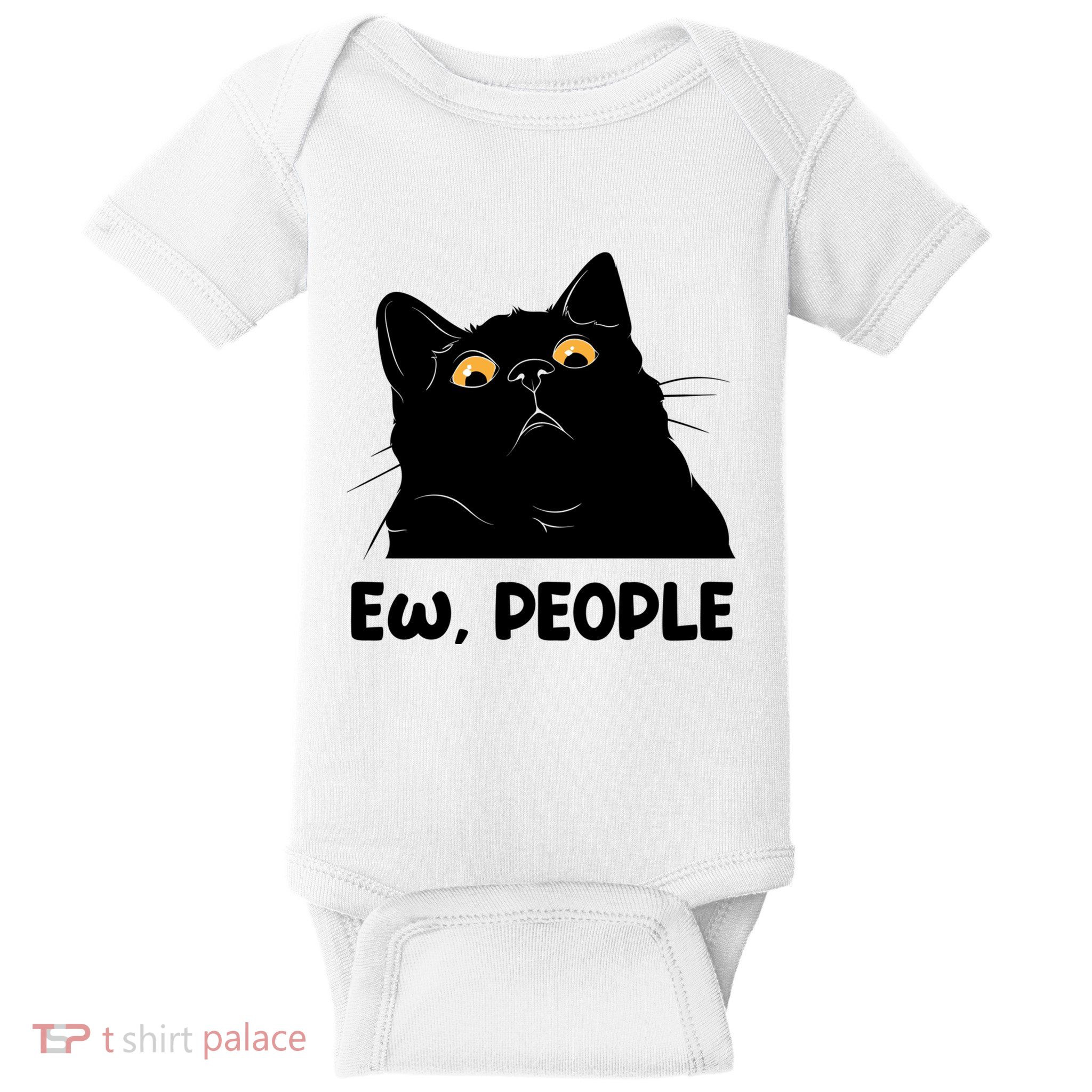 Ew People Funny Black Cat Lover Fun Cat Saying Baby Bodysuit