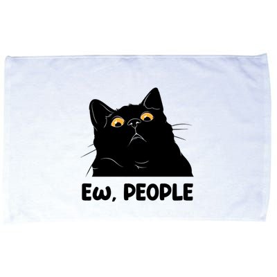 Ew People Funny Black Cat Lover Fun Cat Saying Microfiber Hand Towel