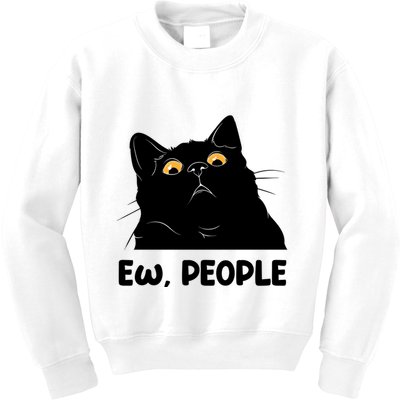 Ew People Funny Black Cat Lover Fun Cat Saying Kids Sweatshirt