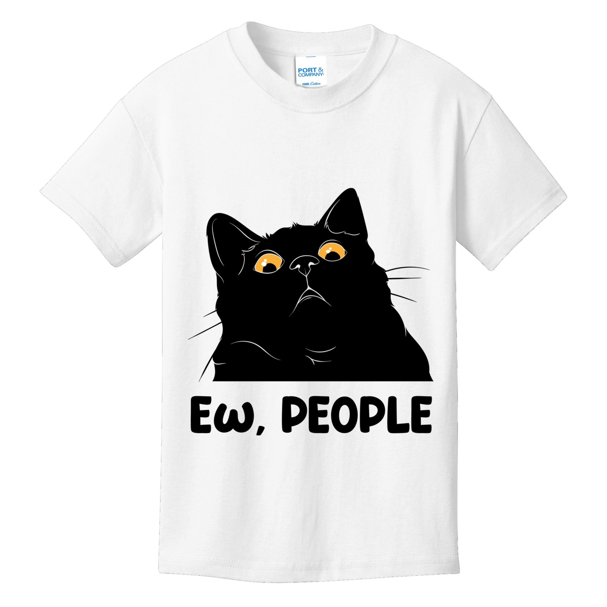 Ew People Funny Black Cat Lover Fun Cat Saying Kids T-Shirt