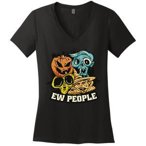 Ew People Funny Halloween Monsters Women's V-Neck T-Shirt