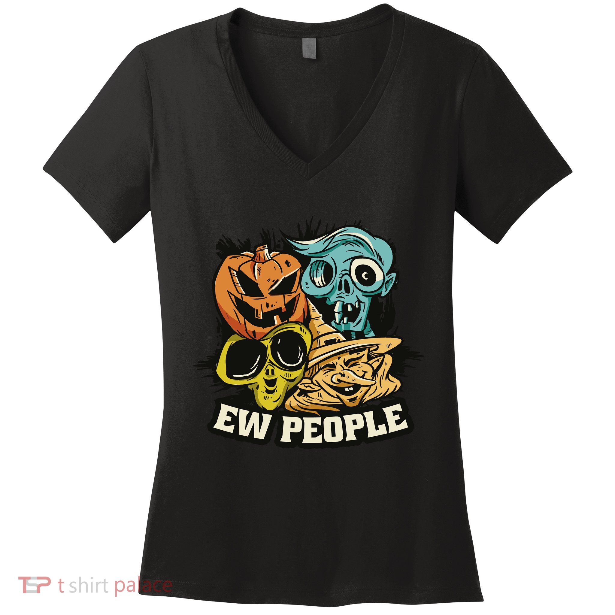 Ew People Funny Halloween Monsters Women's V-Neck T-Shirt