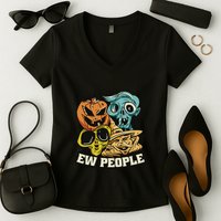 Ew People Funny Halloween Monsters Women's V-Neck T-Shirt