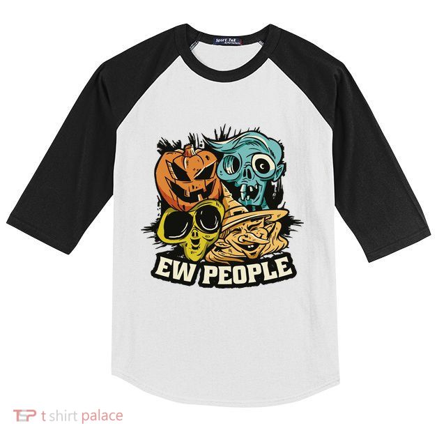 Ew People Funny Halloween Monsters Kids Colorblock Raglan Jersey