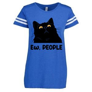 Ew People Funny Black Cat Lover Fun Cat Saying Great Gift Enza Ladies Jersey Football T-Shirt