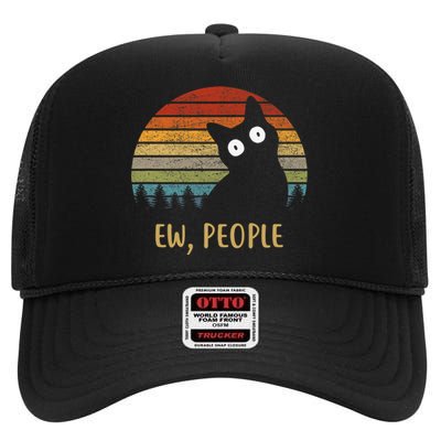 Ew, People Funny Black Cat High Crown Mesh Back Trucker Hat