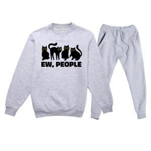 Ew People Funny Cat Lover Premium Crewneck Sweatsuit Set