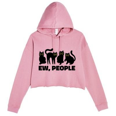 Ew People Funny Cat Lover Crop Fleece Hoodie