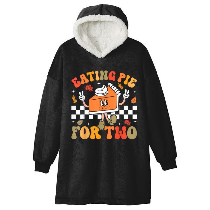 Eating Pie For Two Thanksgiving Pregnancy Announcement Hooded Wearable Blanket