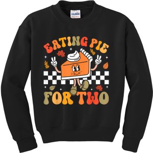 Eating Pie For Two Thanksgiving Pregnancy Announcement Kids Sweatshirt