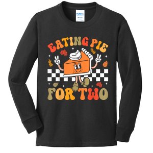 Eating Pie For Two Thanksgiving Pregnancy Announcement Kids Long Sleeve Shirt