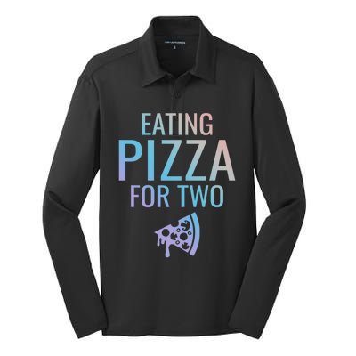 Eating Pizza For Two Great Gift Pregnancy Gift Silk Touch Performance Long Sleeve Polo