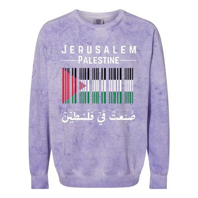 Embroidery Palestine Folklore Independence Decor Jordanian Colorblast Crewneck Sweatshirt