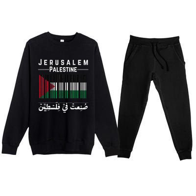 Embroidery Palestine Folklore Independence Decor Jordanian Premium Crewneck Sweatsuit Set