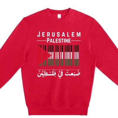 Embroidery Palestine Folklore Independence Decor Jordanian Premium Crewneck Sweatshirt