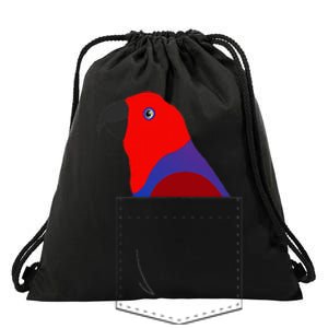 Eclectus Parrot Female Fake Pocket Drawstring Bag