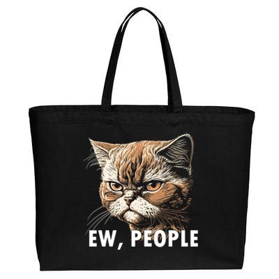 Ew People Funny Cat Introvert Cat Lovers Graphic Gift Cotton Canvas Jumbo Tote