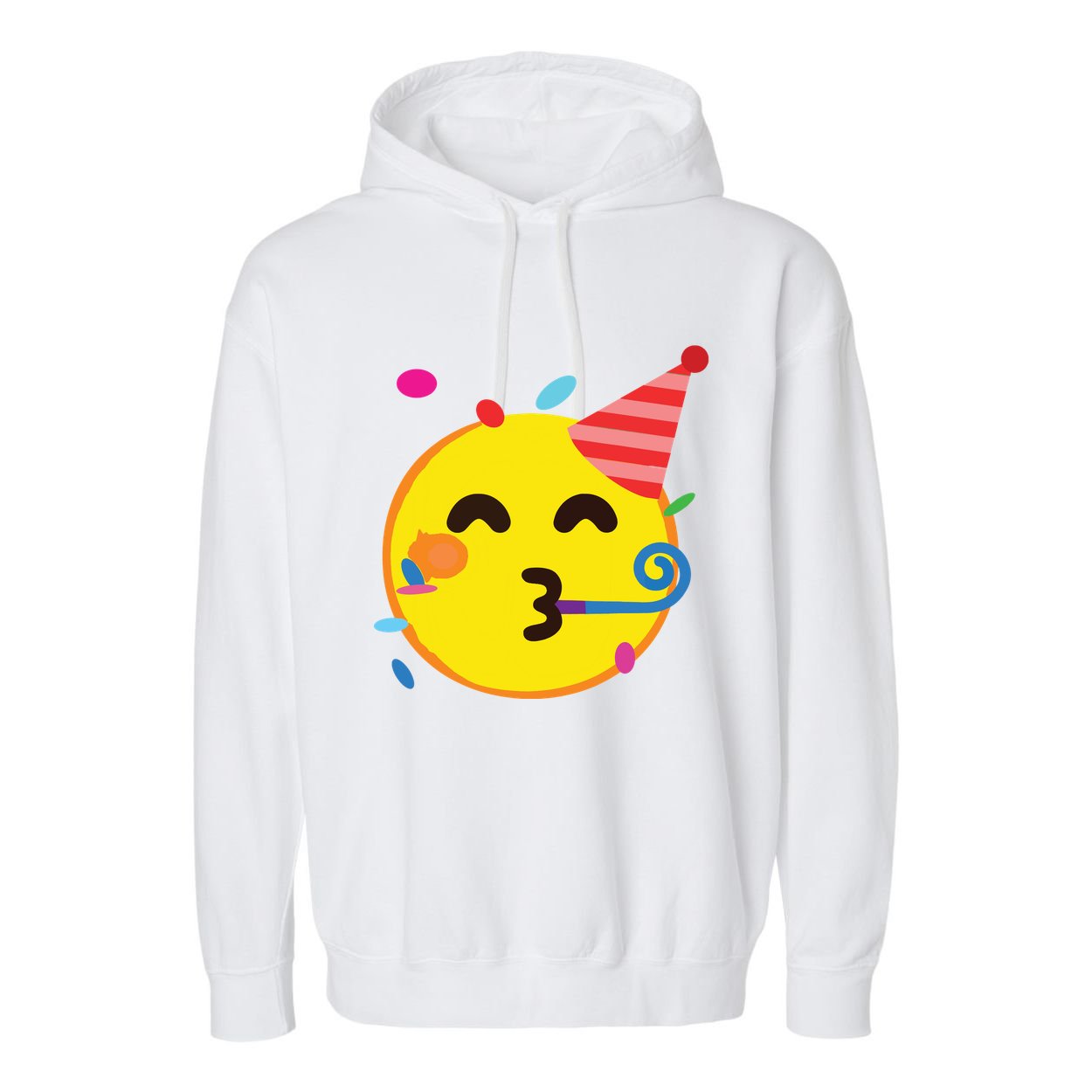 Emoticon Partying Face Birthday Garment-Dyed Fleece Hoodie