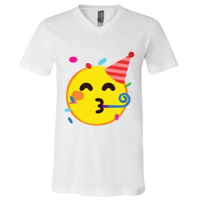 Emoticon Partying Face Birthday V-Neck T-Shirt