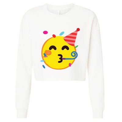 Emoticon Partying Face Birthday Cropped Pullover Crew