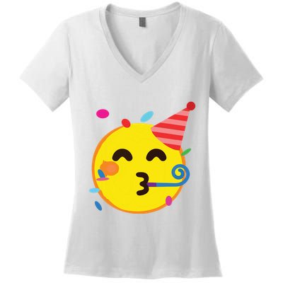 Emoticon Partying Face Birthday Women's V-Neck T-Shirt