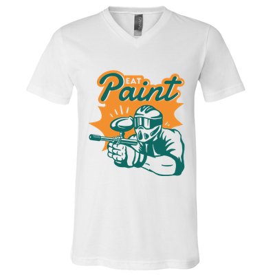 Eat Paint Funny Paintball V-Neck T-Shirt