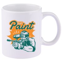 Eat Paint Funny Paintball 11oz C Handle Ceramic Mug