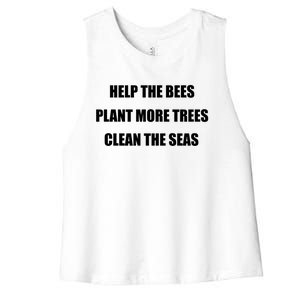 Environtal Protection Gift Save The Bees Plant More Trees Cool Gift Women's Racerback Cropped Tank