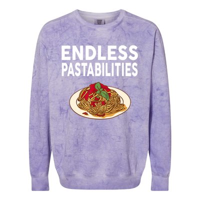 Endless Pastabilities Gifts Funny Pasta Spaghetti Colorblast Crewneck Sweatshirt