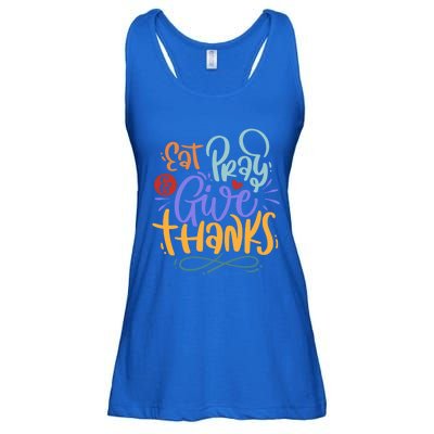 Eat Pray Give Thanks Thanksgiving Dinner Quote Saying Phrase Great Gift Ladies Essential Flowy Tank