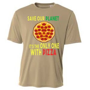 EarthDay Planet Gift Idea Save Planet One With Pizza Cooling Performance Crew T-Shirt