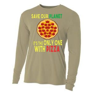 EarthDay Planet Gift Idea Save Planet One With Pizza Cooling Performance Long Sleeve Crew