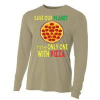 EarthDay Planet Gift Idea Save Planet One With Pizza Cooling Performance Long Sleeve Crew